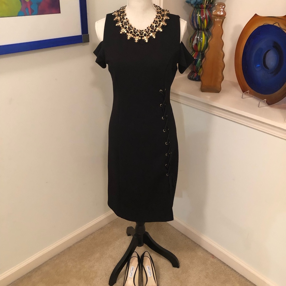 Black lace up dress by Guess